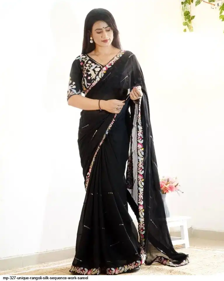 MP 327 UNIQUE RANGOLI SILK SEQUENCE WORK SAREE C