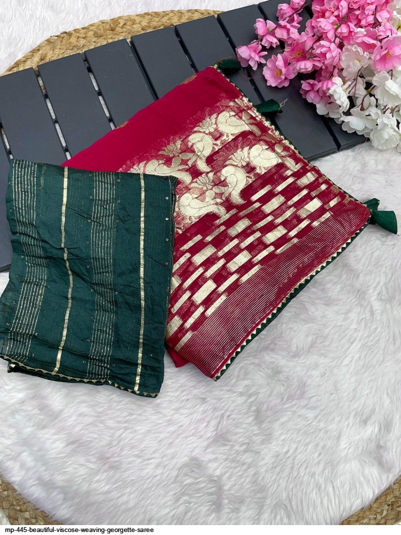 MP 445 BEAUTIFUL VISCOSE WEAVING GEORGETTE SAREE E