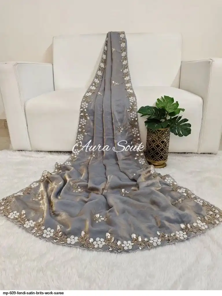 MP 609 FENDI SATIN BRITS WORK SAREE C