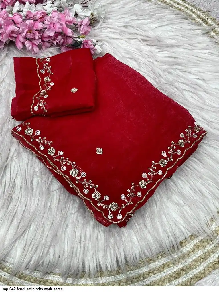MP 642 FENDI SATIN BRITS WORK SAREE