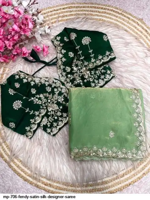 MP 706 FENDY SATIN SILK DESIGNER SAREE D