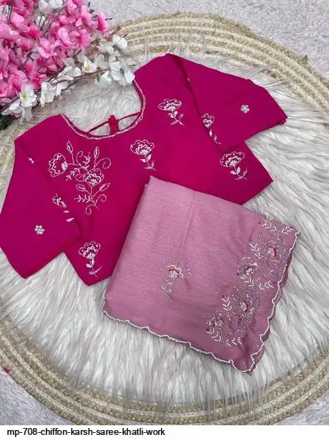 MP 708 CHIFFON KARSH SAREE KHATLI WORK D