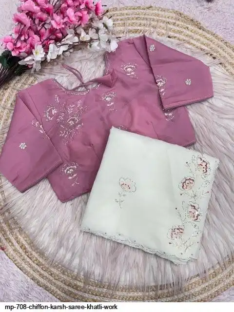 MP 708 CHIFFON KARSH SAREE KHATLI WORK B