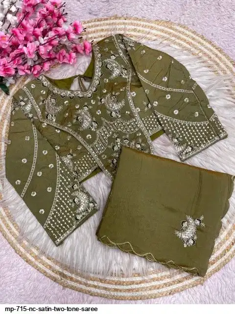 MP 715 NC SATIN TWO TONE SAREE D