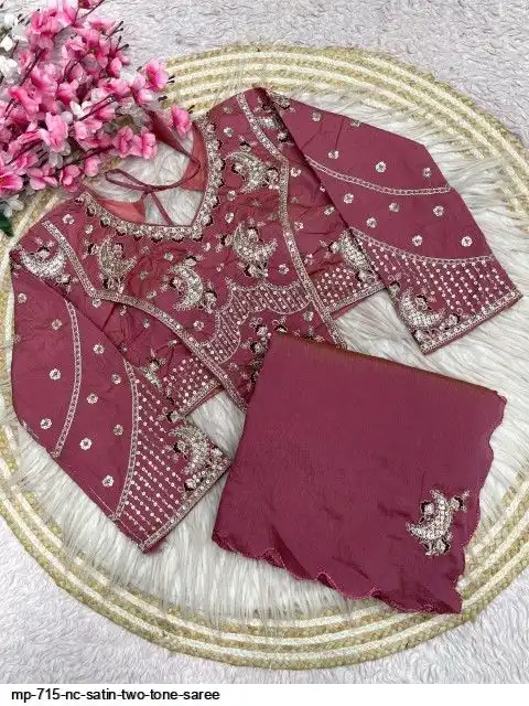 MP 715 NC SATIN TWO TONE SAREE E