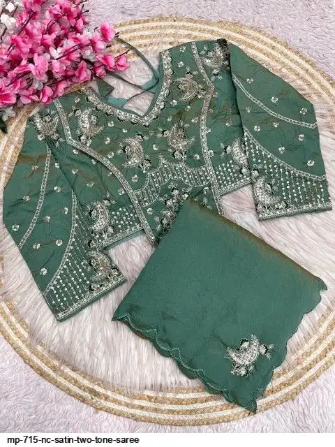 MP 715 NC SATIN TWO TONE SAREE A