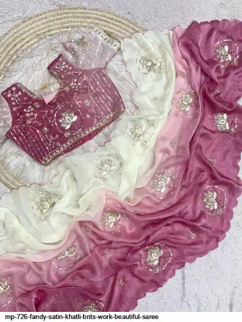MP 726 FANDY SATIN KHATLI BRITS WORK BEAUTIFUL SAREE D