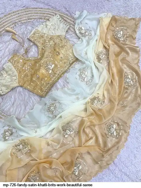 MP 726 FANDY SATIN KHATLI BRITS WORK BEAUTIFUL SAREE B