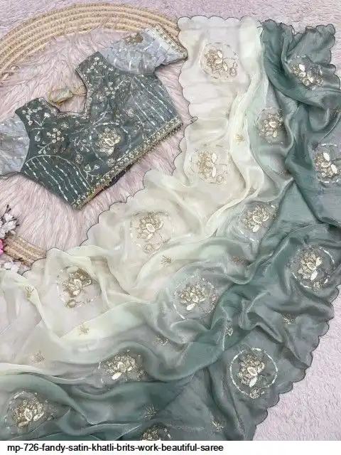 MP 726 FANDY SATIN KHATLI BRITS WORK BEAUTIFUL SAREE A