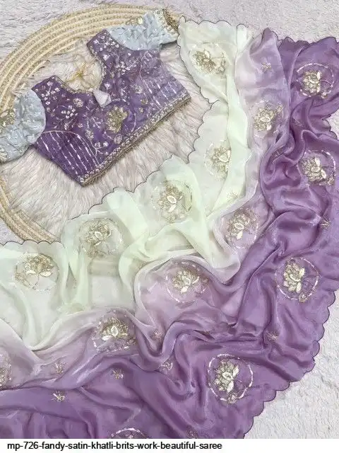 MP 726 FANDY SATIN KHATLI BRITS WORK BEAUTIFUL SAREE C