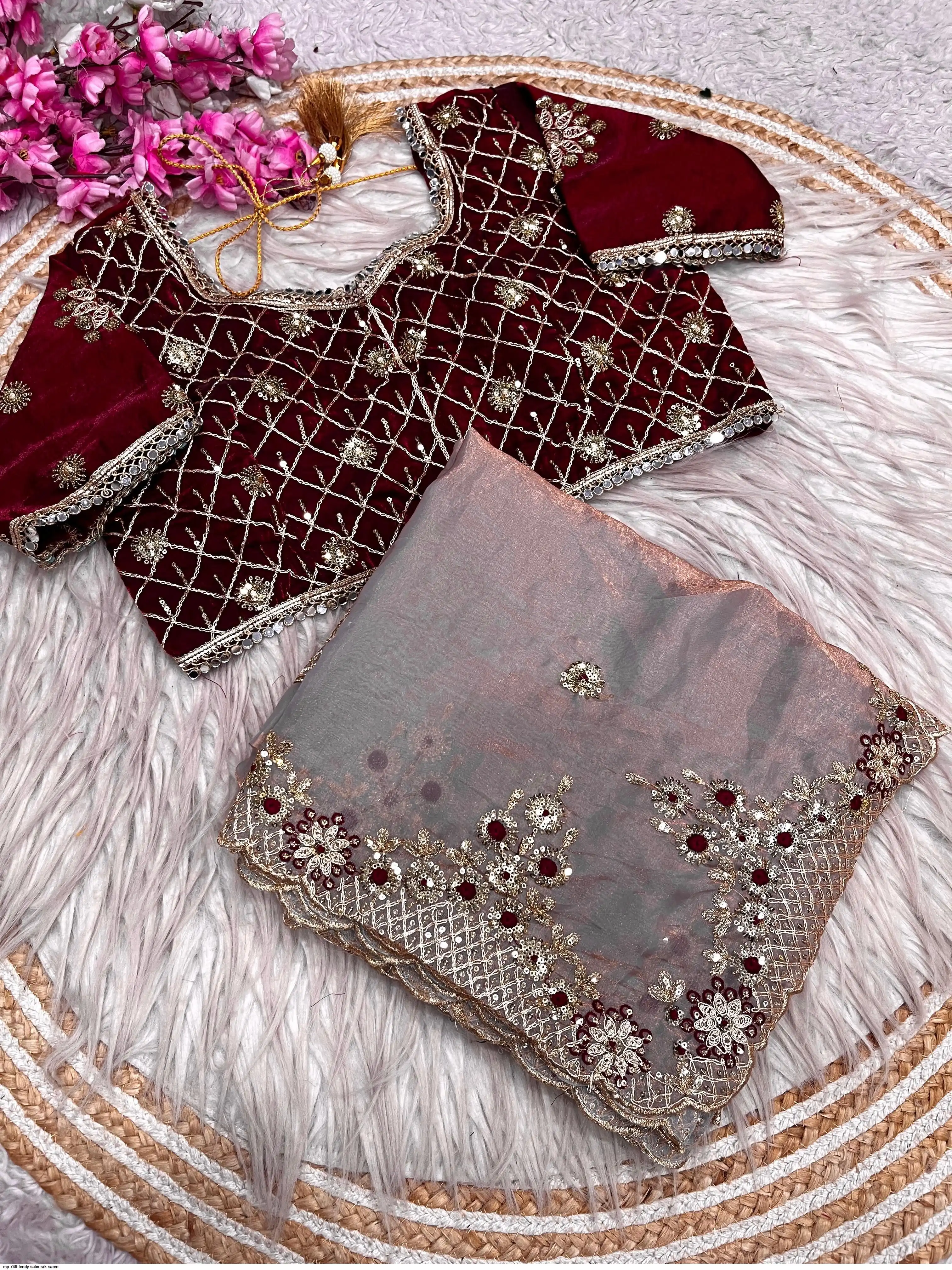 MP 746 FENDY SATIN SILK SAREE 4