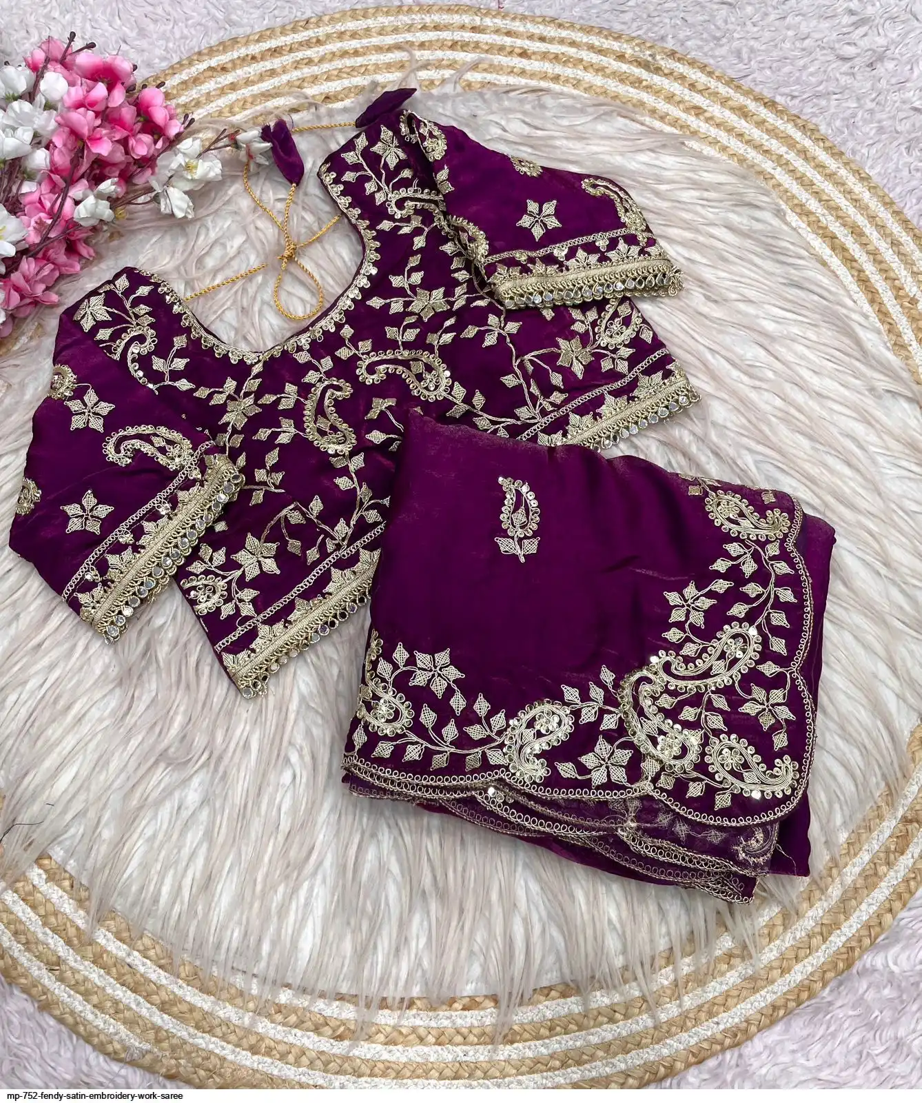 MP 752 FENDY SATIN EMBROIDERY WORK SAREE C