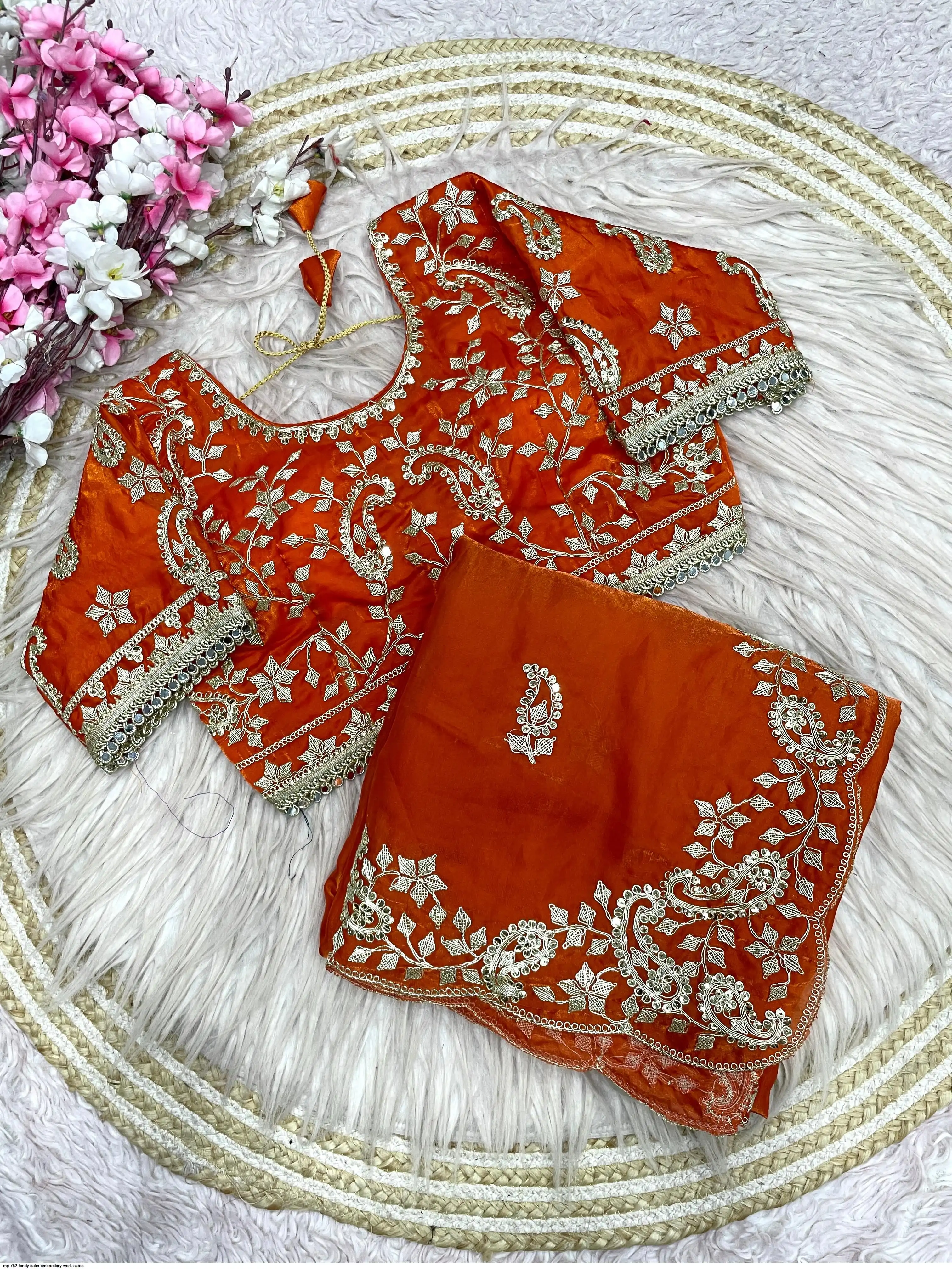 MP 752 FENDY SATIN EMBROIDERY WORK SAREE F