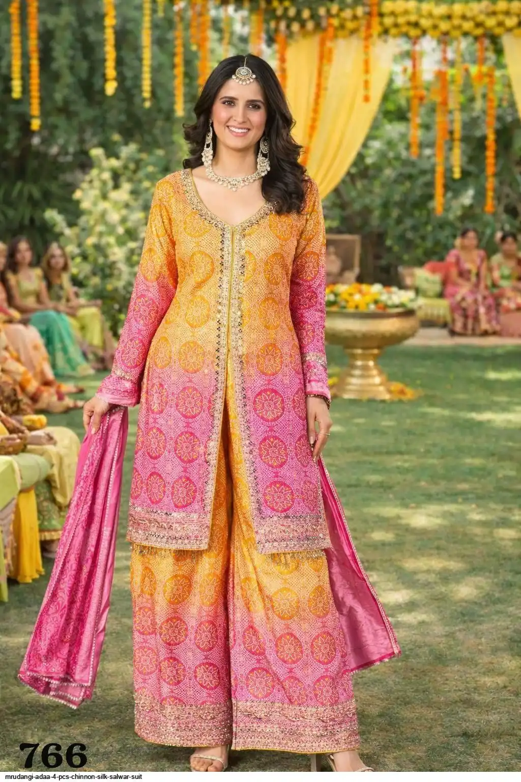 MRUDANGI ADAA 4 PCS CHINNON SILK SALWAR SUIT 766