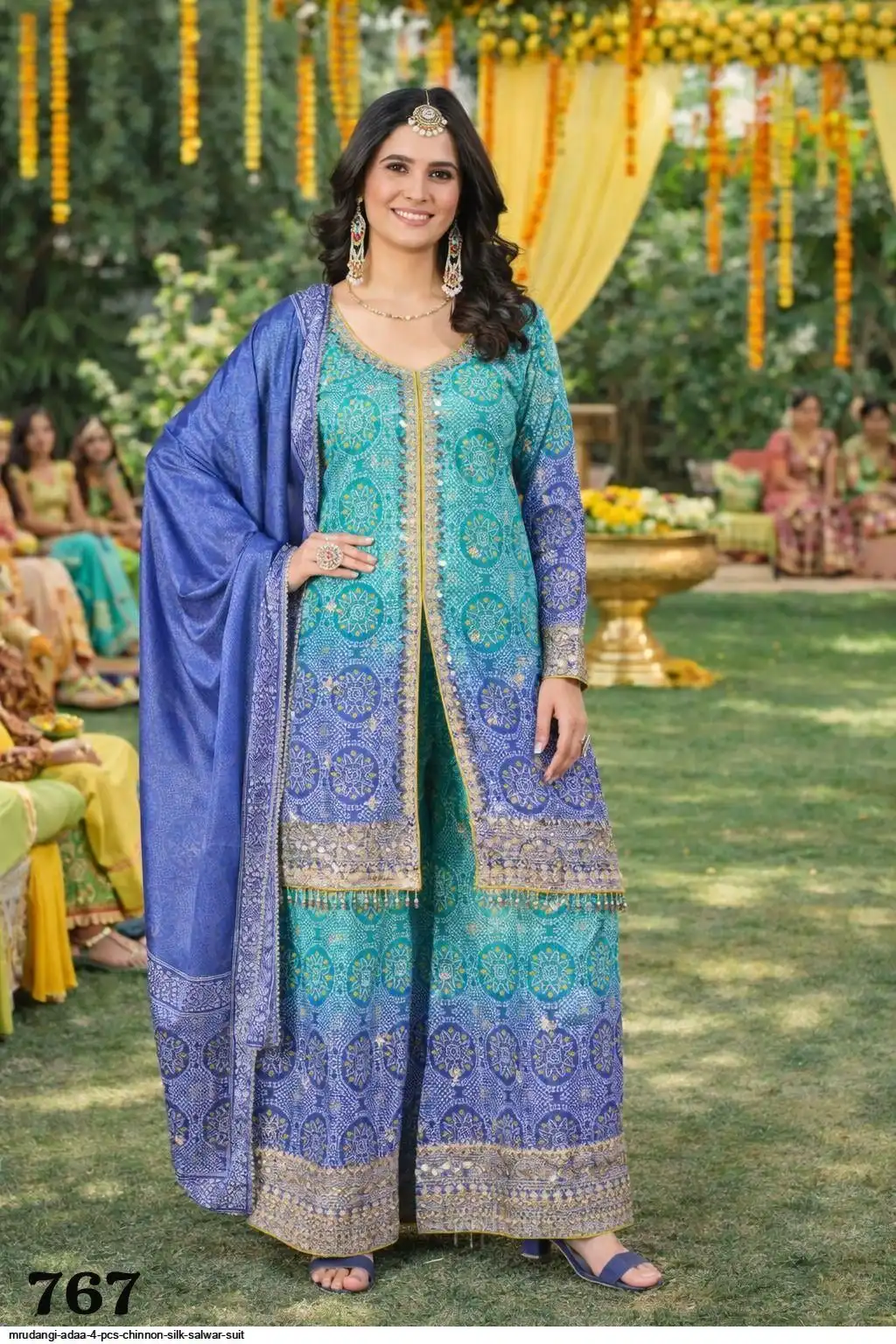 MRUDANGI ADAA 4 PCS CHINNON SILK SALWAR SUIT 767