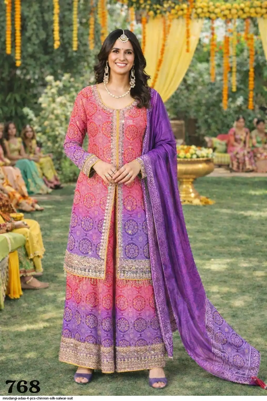 MRUDANGI ADAA 4 PCS CHINNON SILK SALWAR SUIT 768