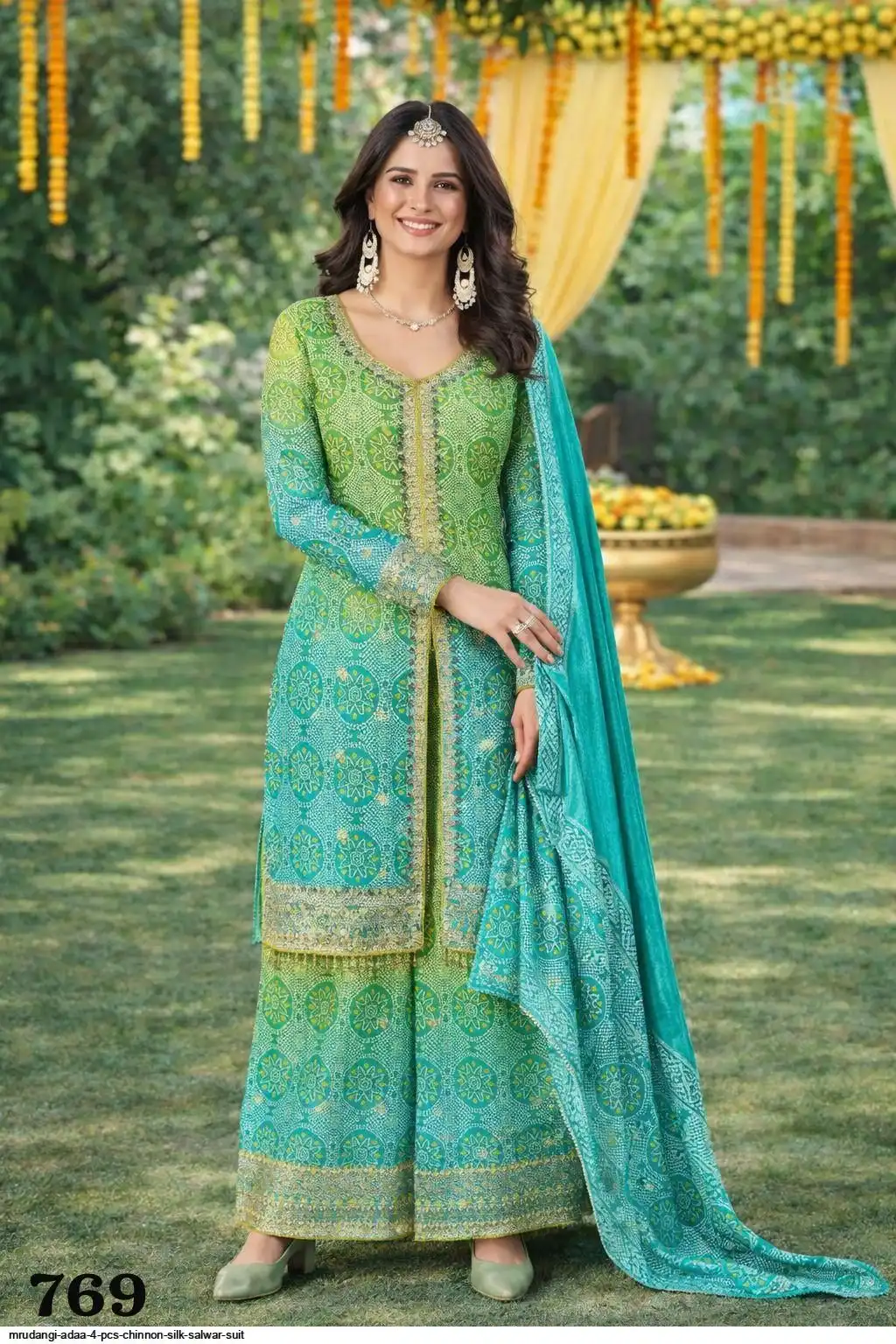 MRUDANGI ADAA 4 PCS CHINNON SILK SALWAR SUIT 769