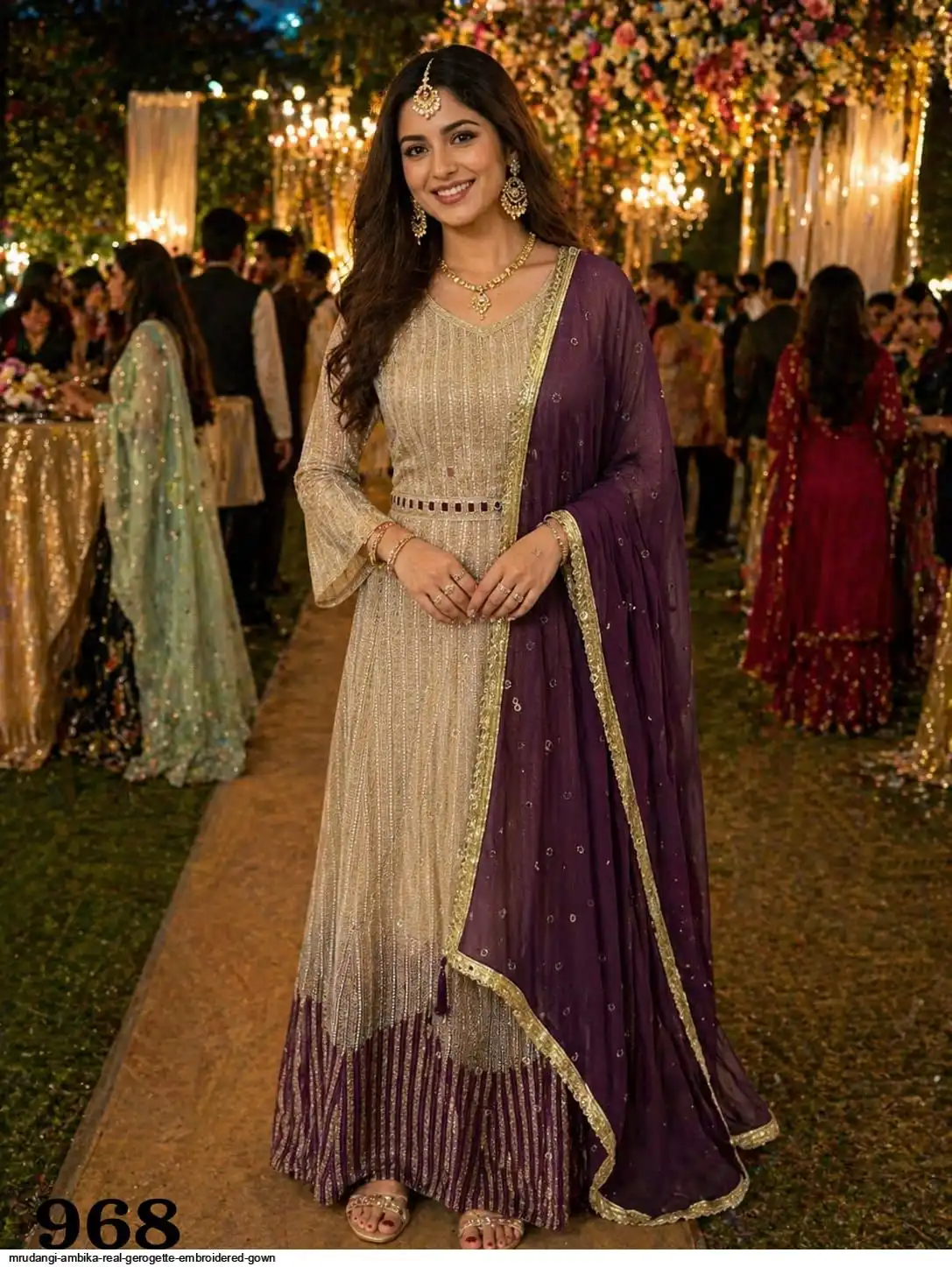 MRUDANGI AMBIKA REAL GEROGETTE EMBROIDERED GOWN 968