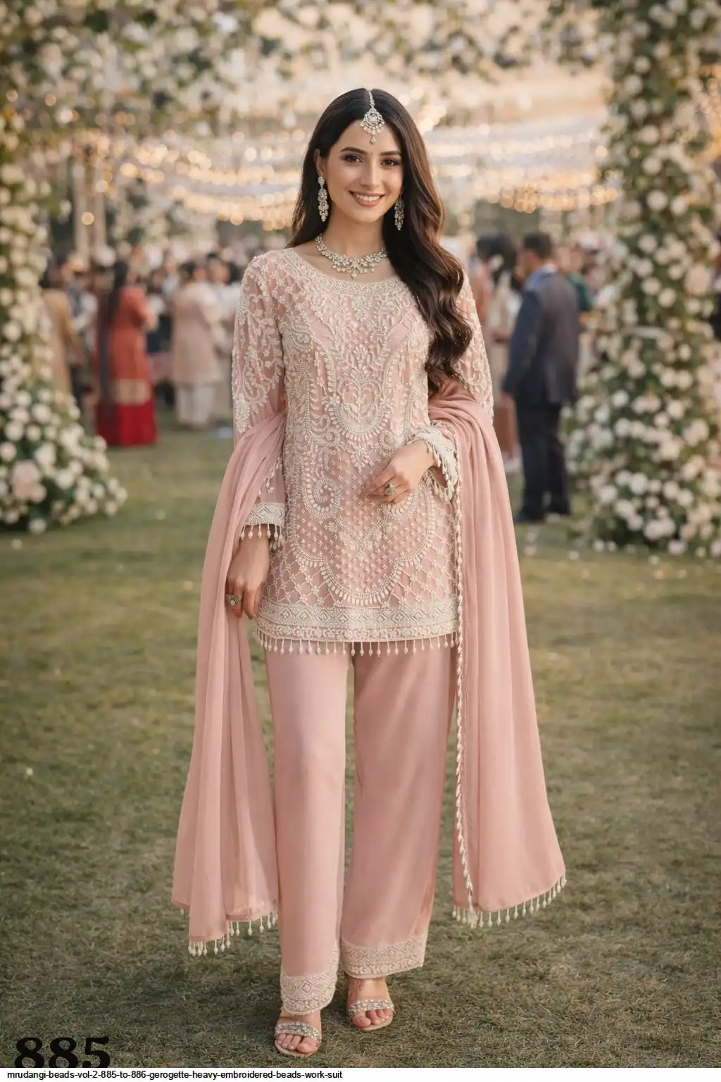 MRUDANGI BEADS VOL 2 885 TO 886 GEROGETTE HEAVY EMBROIDERED BEADS WORK SUIT 885