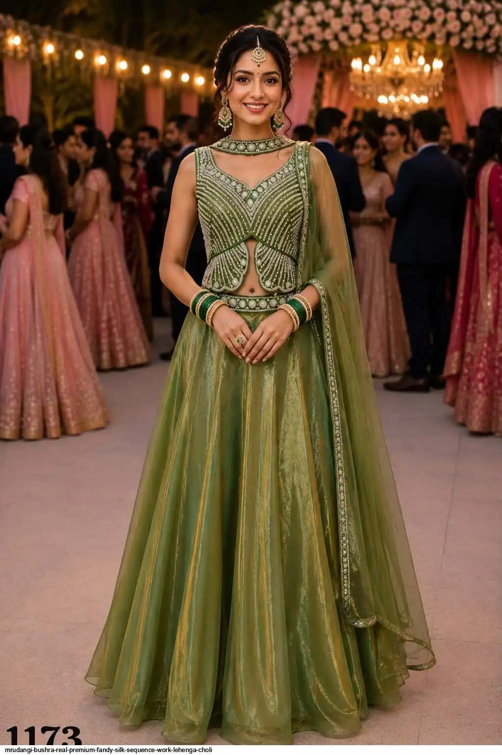 MRUDANGI BUSHRA REAL PREMIUM FANDY SILK SEQUENCE WORK LEHENGA CHOLI 1173