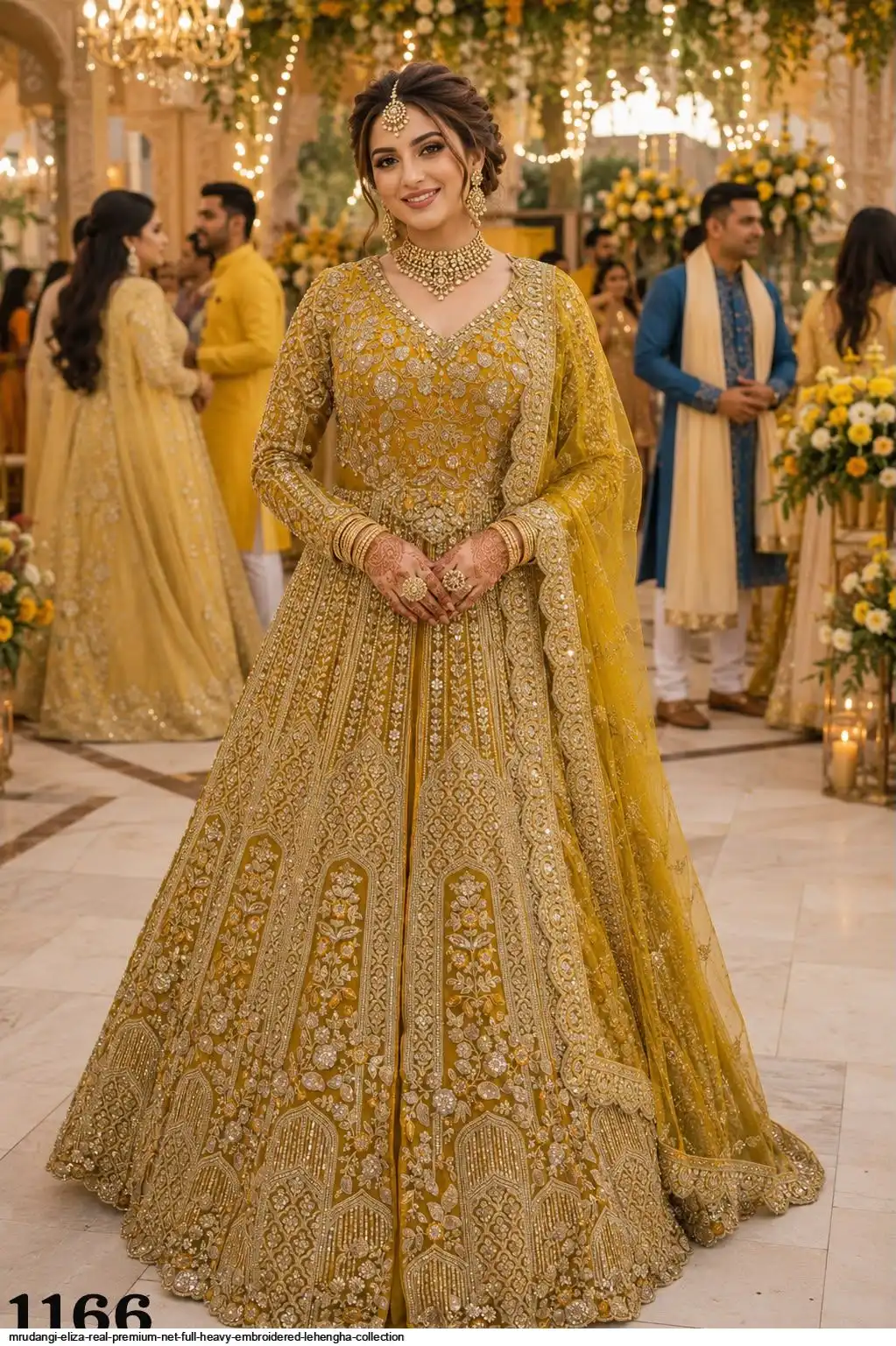 MRUDANGI ELIZA REAL PREMIUM NET FULL HEAVY EMBROIDERED LEHENGHA COLLECTION 1166