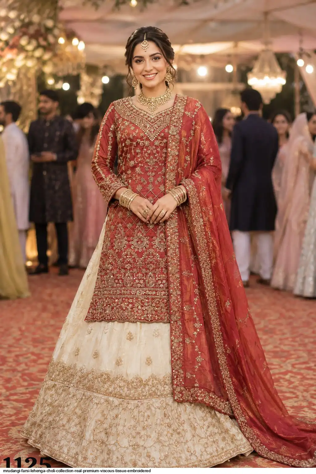 MRUDANGI FARSI LEHENGA CHOLI COLLECTION REAL PREMIUM VISCOUS TISSUE EMBROIDERED 1125