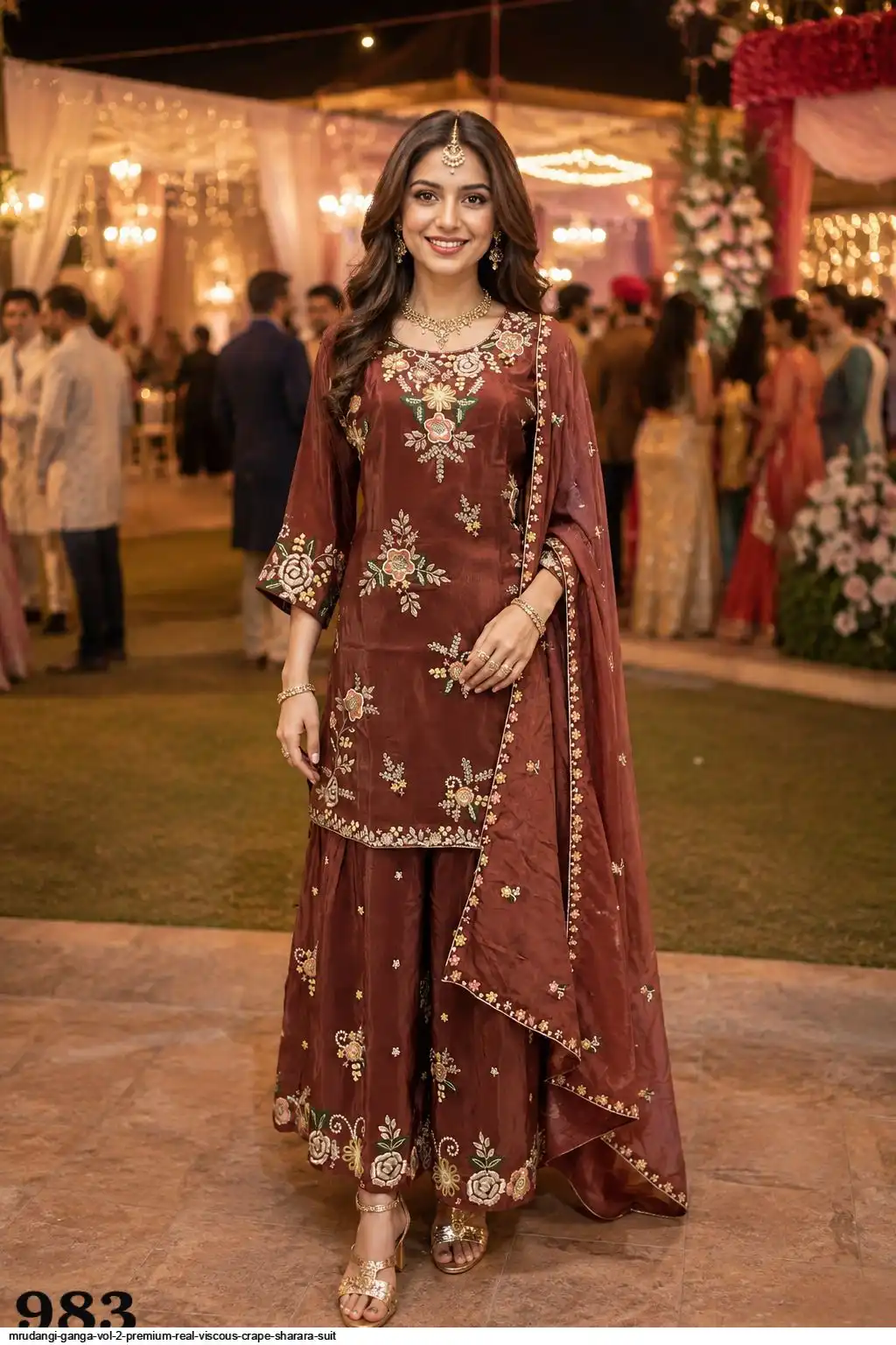 MRUDANGI GANGA VOL 2 PREMIUM REAL VISCOUS CRAPE SHARARA SUIT 983
