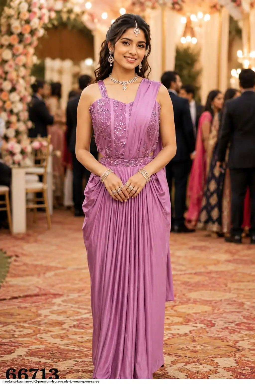 MRUDANGI KAAMINI VOL 2 PREMIUM LYCRA READY TO WEAR GOWN SAREE 66713