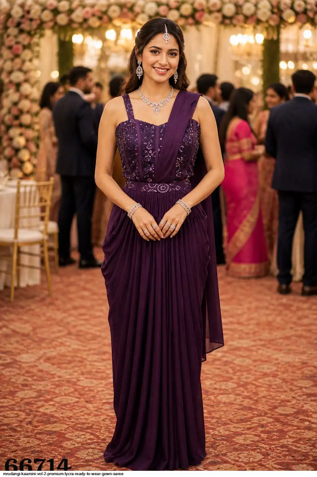 MRUDANGI KAAMINI VOL 2 PREMIUM LYCRA READY TO WEAR GOWN SAREE 66714