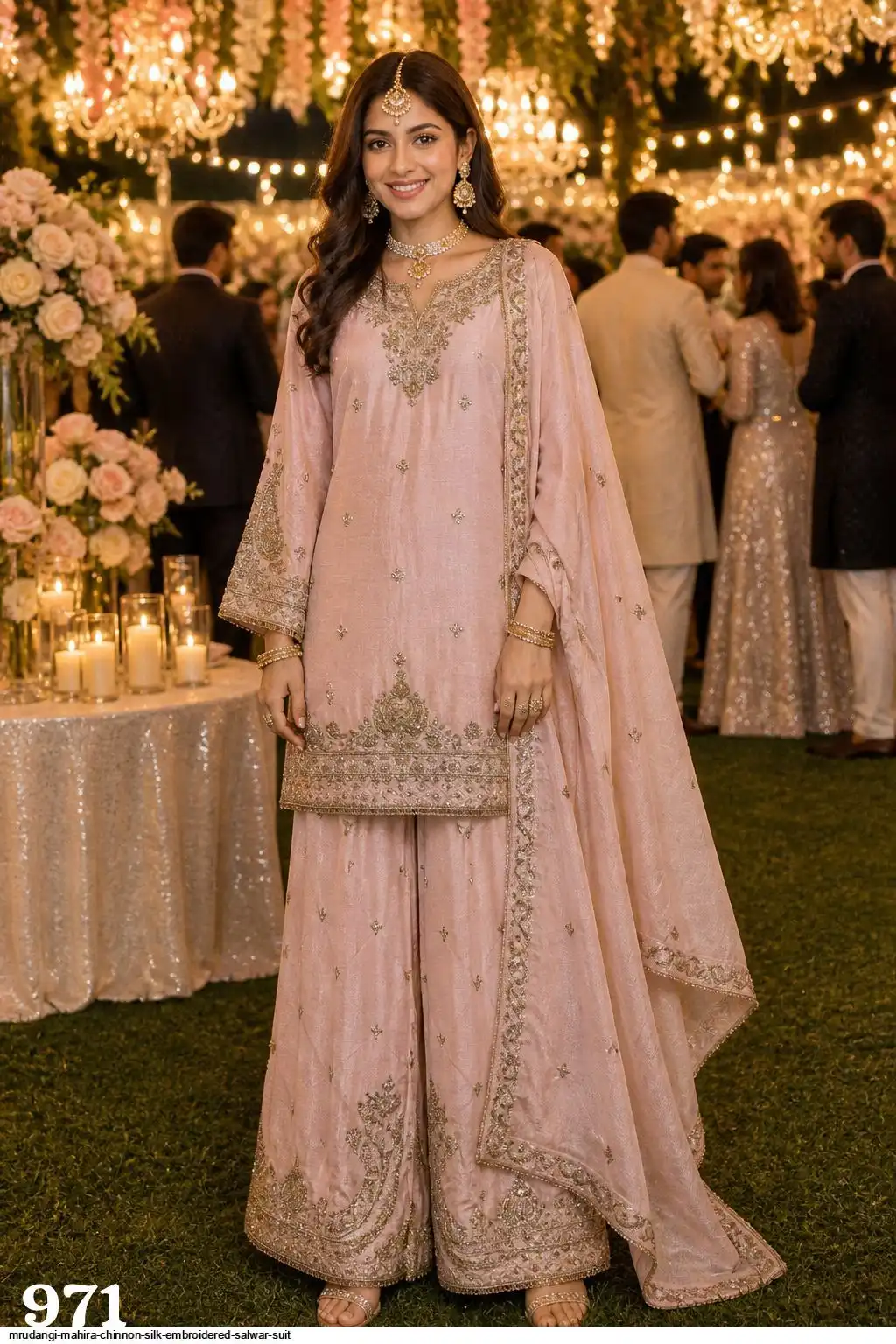 MRUDANGI MAHIRA CHINNON SILK EMBROIDERED SALWAR SUIT 917