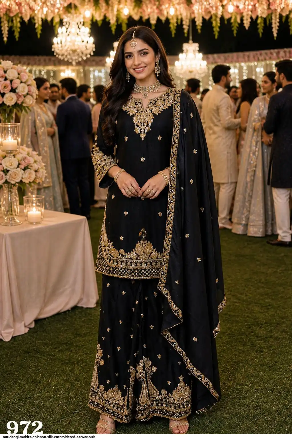 MRUDANGI MAHIRA CHINNON SILK EMBROIDERED SALWAR SUIT 972