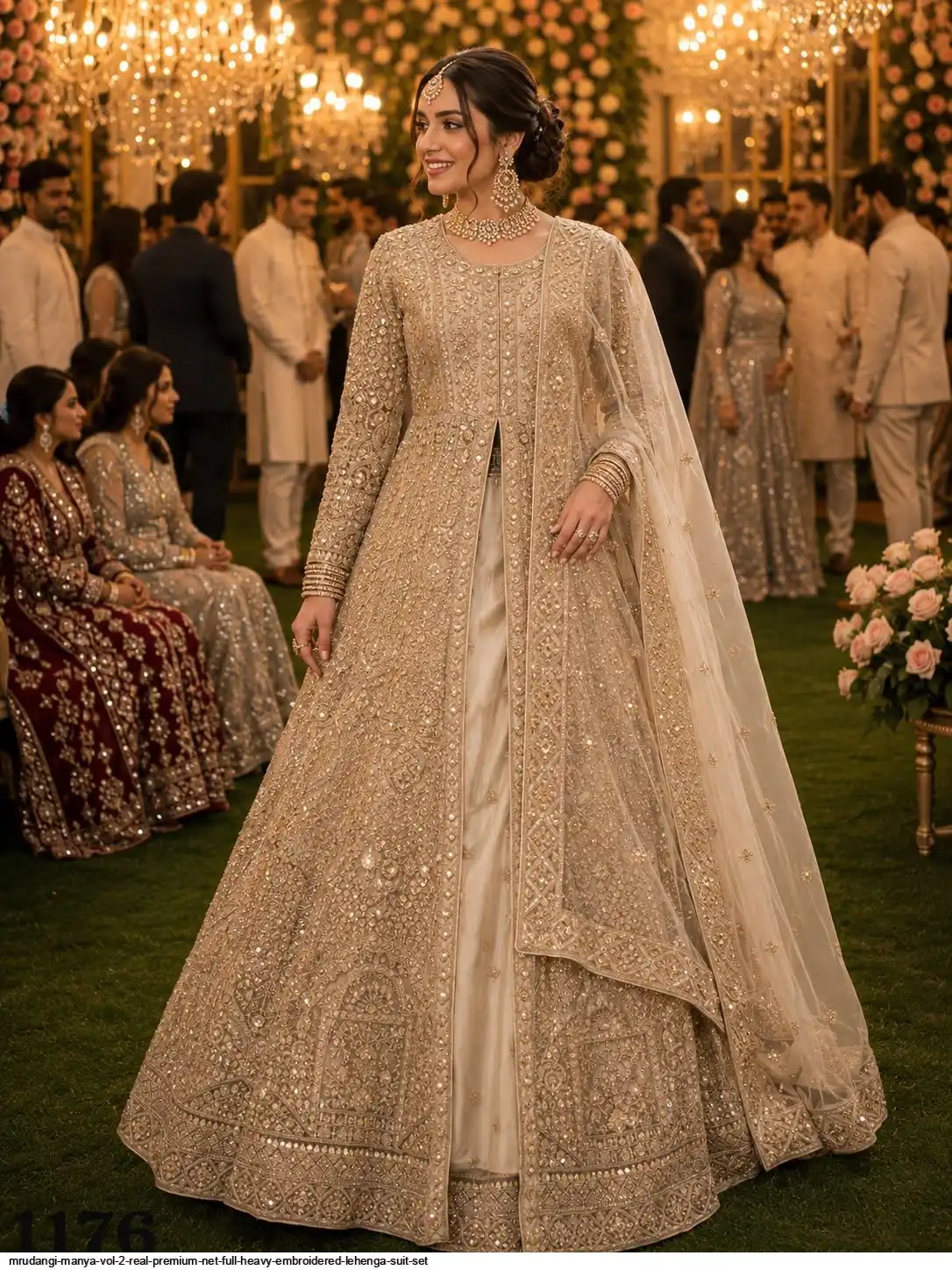 MRUDANGI MANYA VOL 2 REAL PREMIUM NET FULL HEAVY EMBROIDERED LEHENGA SUIT SET 1176