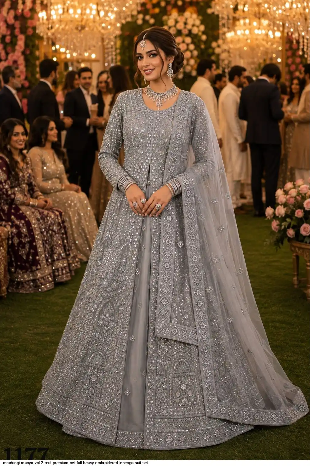 MRUDANGI MANYA VOL 2 REAL PREMIUM NET FULL HEAVY EMBROIDERED LEHENGA SUIT SET 1177