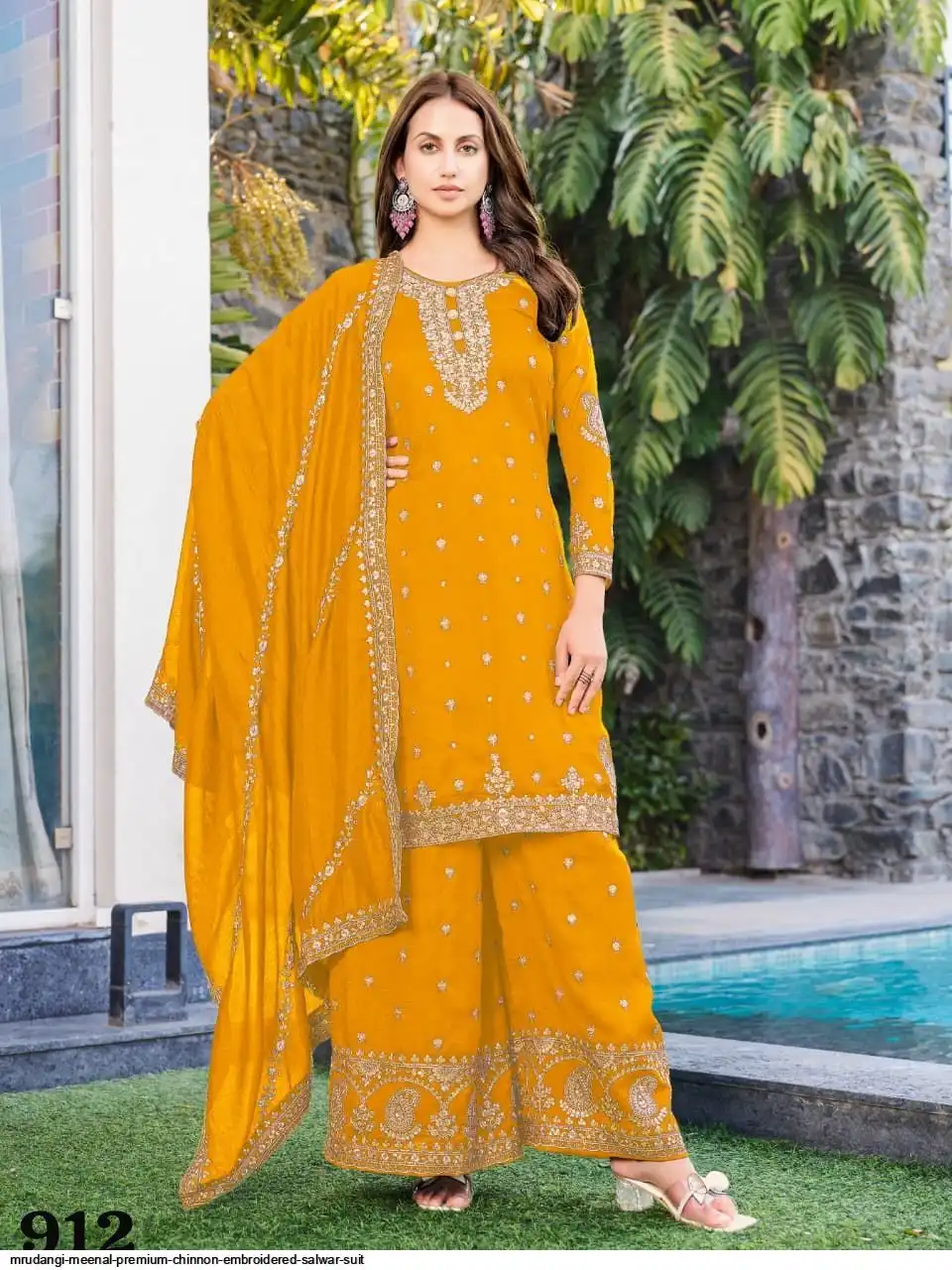 MRUDANGI MEENAL PREMIUM CHINNON EMBROIDERED SALWAR SUIT 912