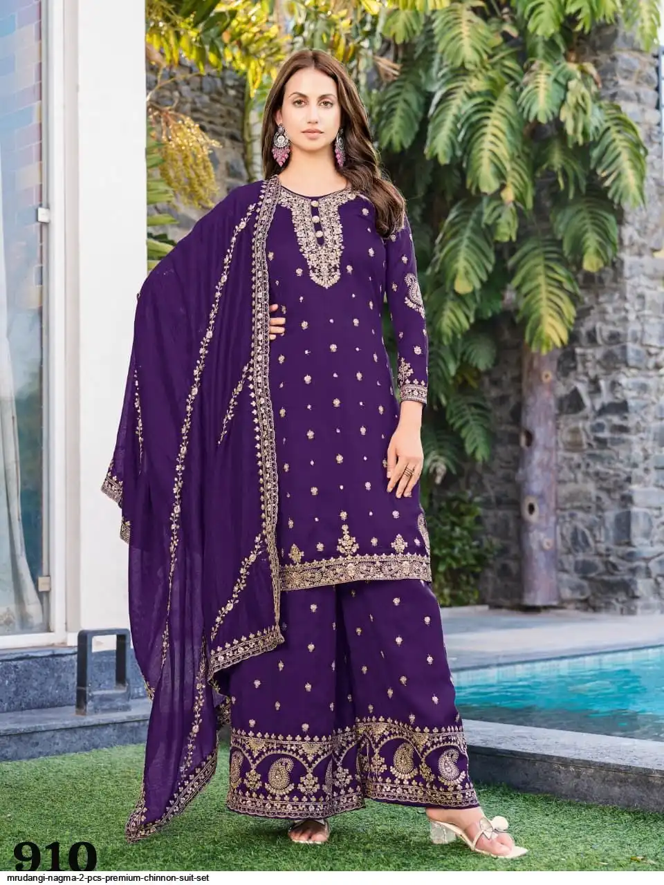 MRUDANGI NAGMA 2 PCS PREMIUM CHINNON SUIT SET 910