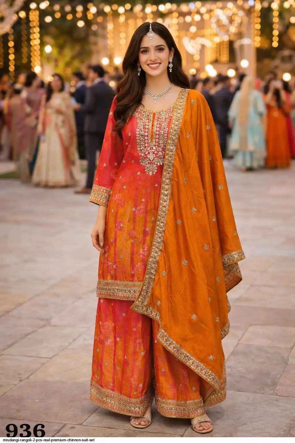 MRUDANGI RANGOLI 2 PCS REAL PREMIUM CHINNON SUIT SET 936