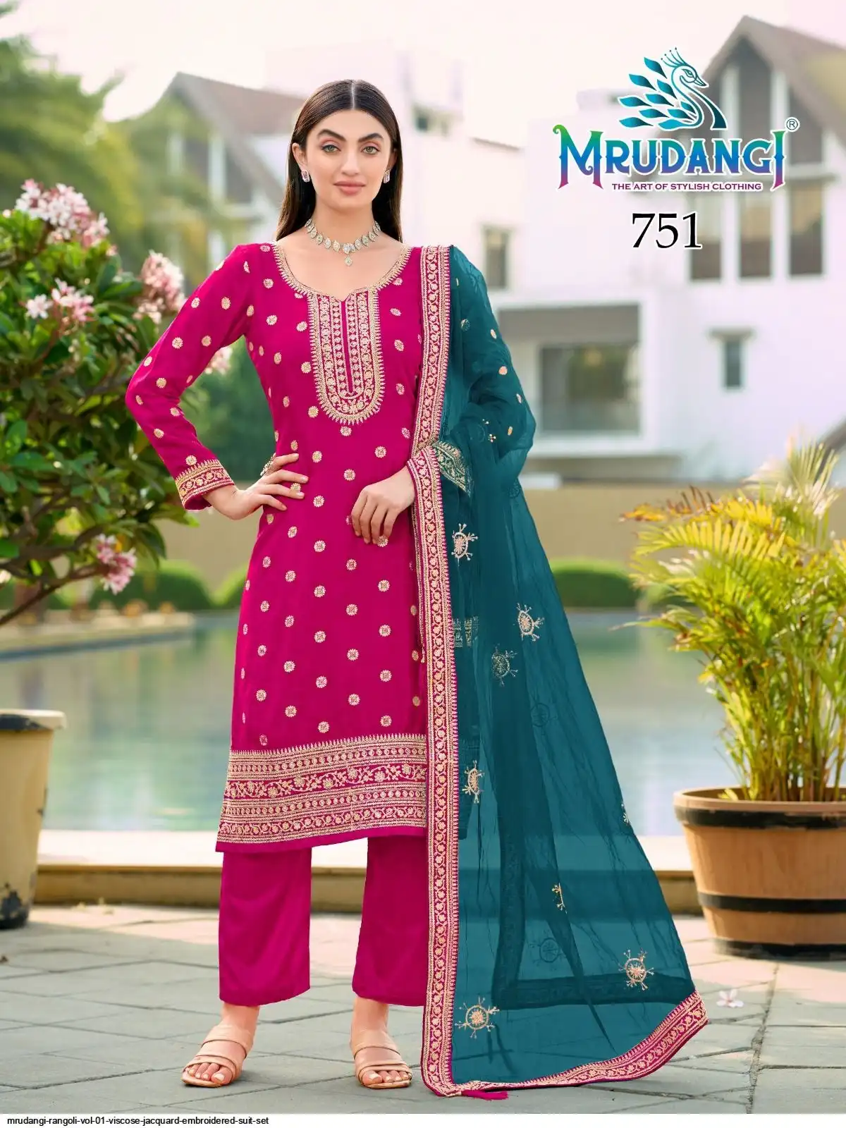 MRUDANGI RANGOLI VOL 01 VISCOSE JACQUARD EMBROIDERED SUIT SET 751