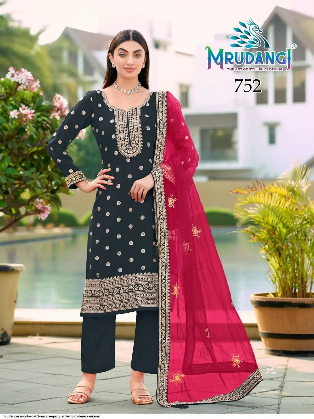 MRUDANGI RANGOLI VOL 01 VISCOSE JACQUARD EMBROIDERED SUIT SET 752