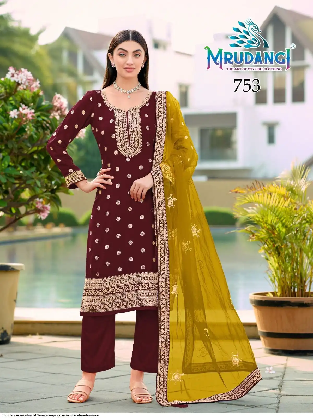 MRUDANGI RANGOLI VOL 01 VISCOSE JACQUARD EMBROIDERED SUIT SET 753
