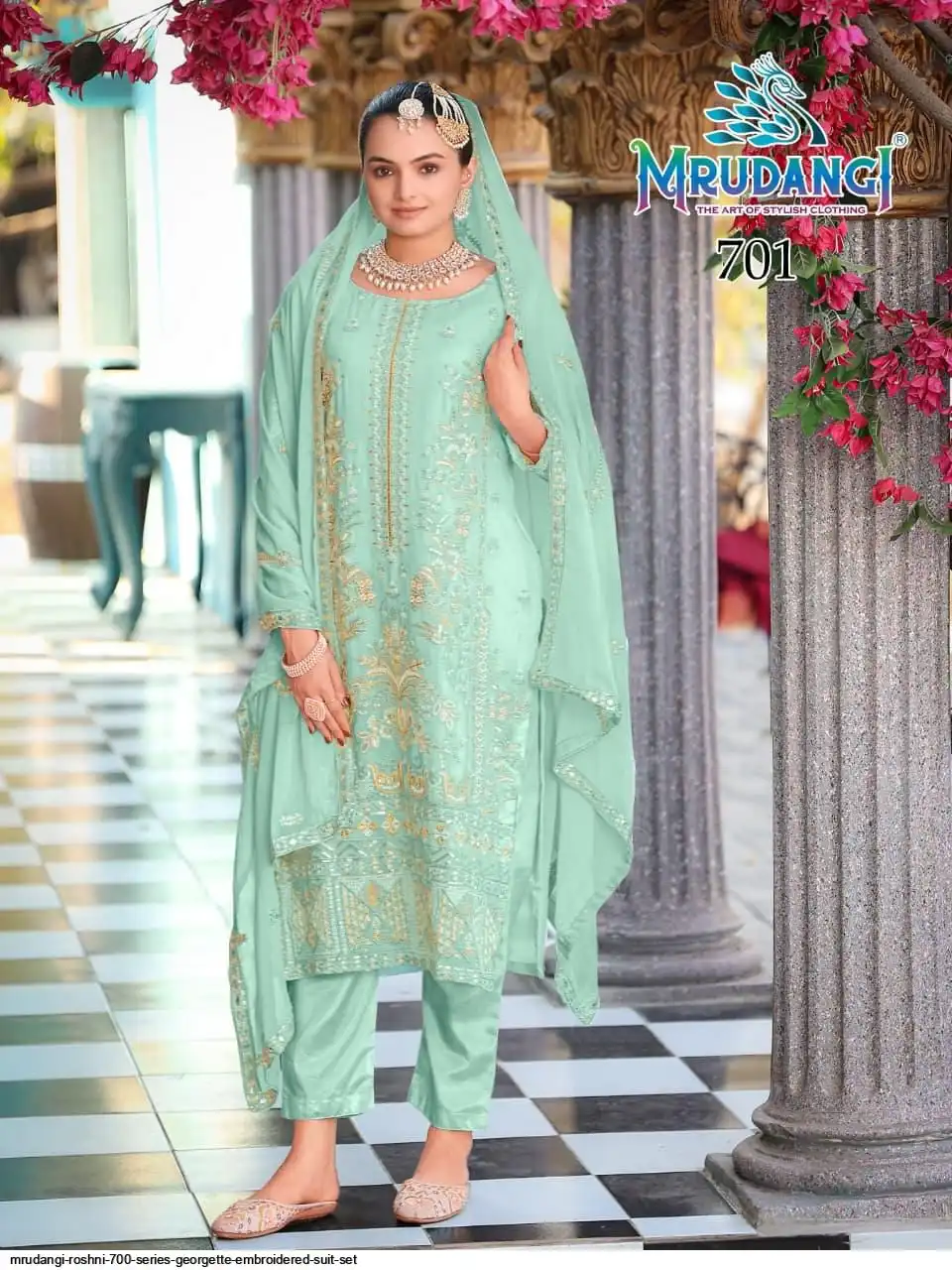 MRUDANGI ROSHNI 700 SERIES GEORGETTE EMBROIDERED SUIT SET 701