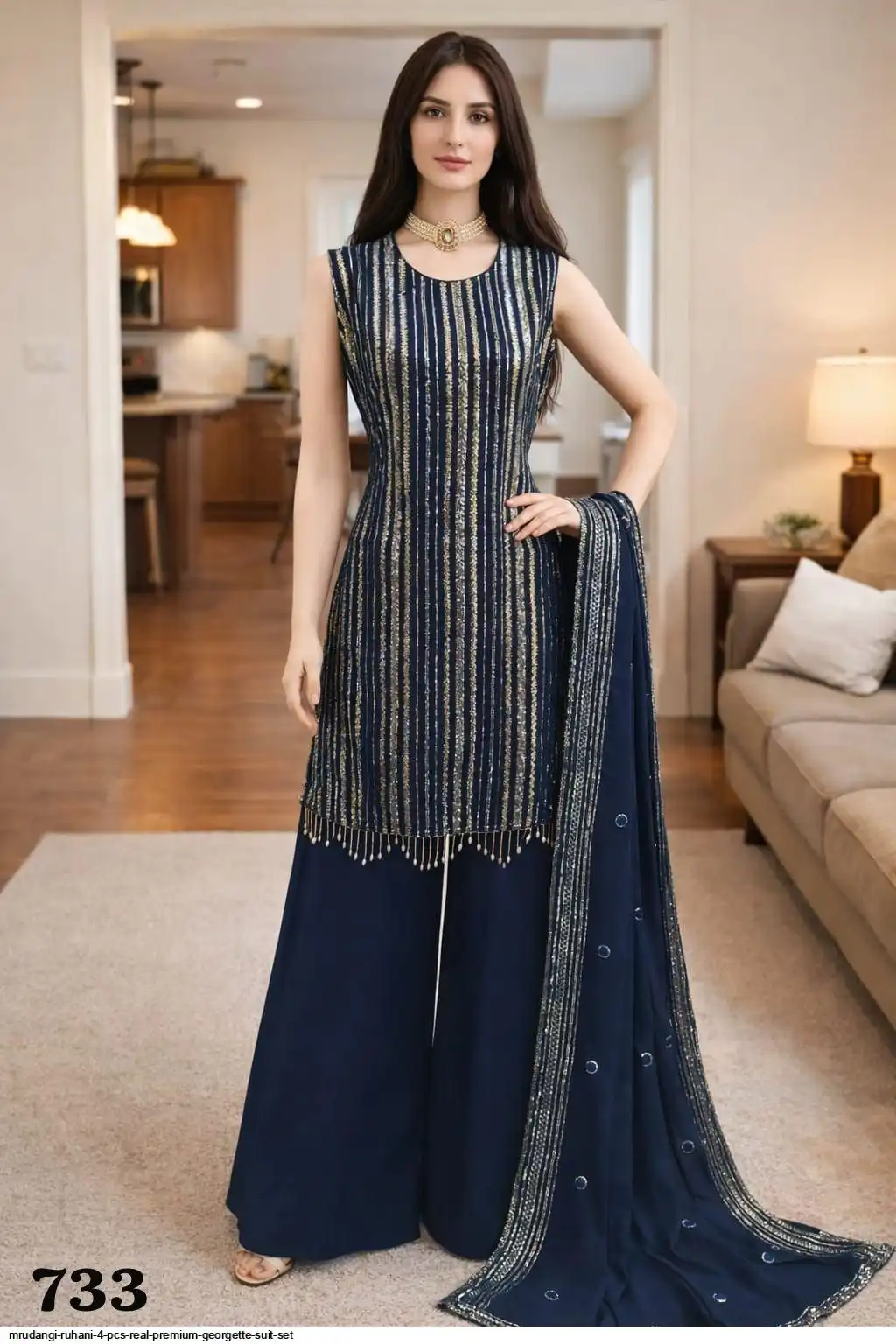 MRUDANGI RUHANI 4 PCS REAL PREMIUM GEORGETTE SUIT SET 733