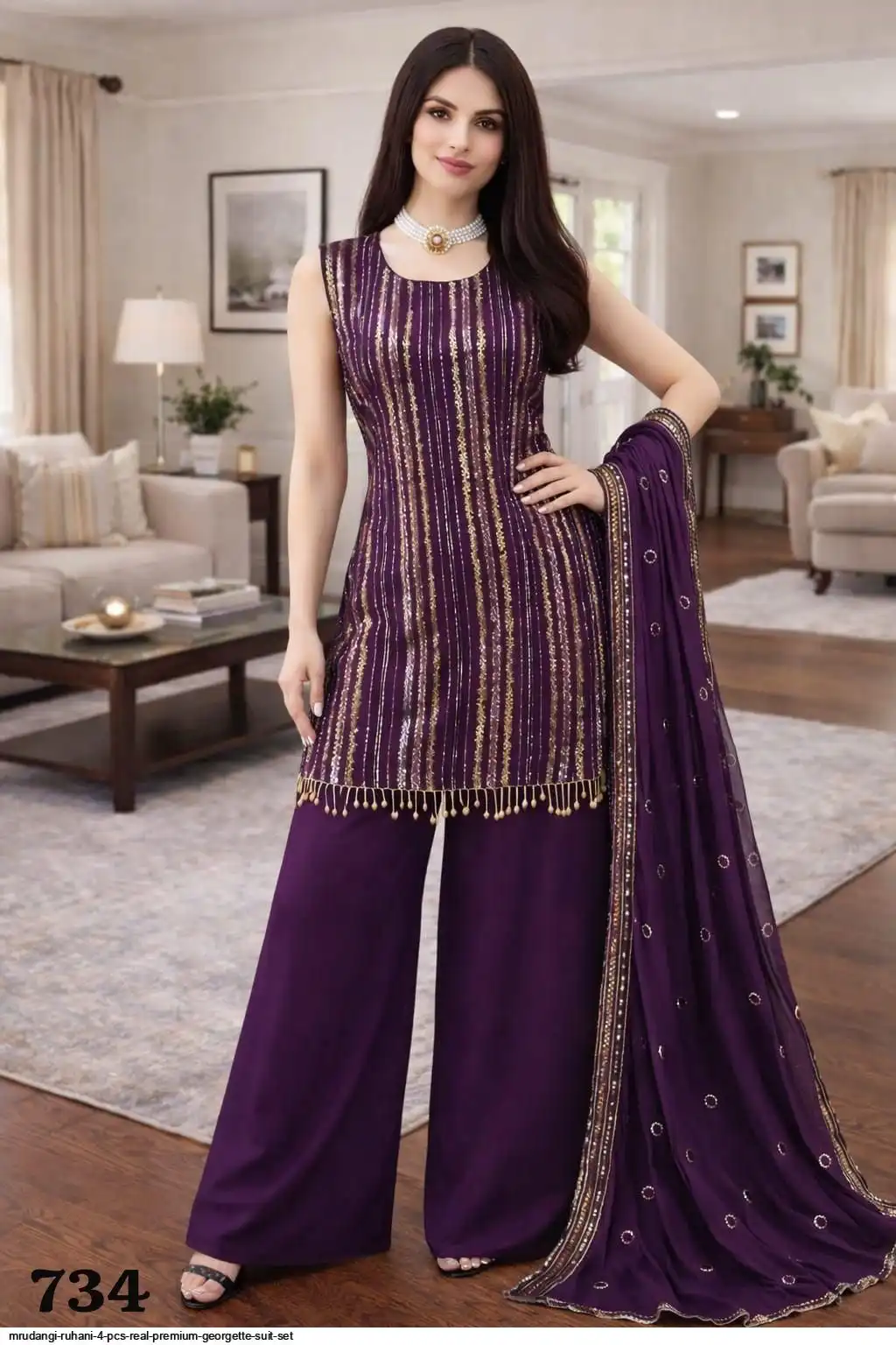 MRUDANGI RUHANI 4 PCS REAL PREMIUM GEORGETTE SUIT SET 734