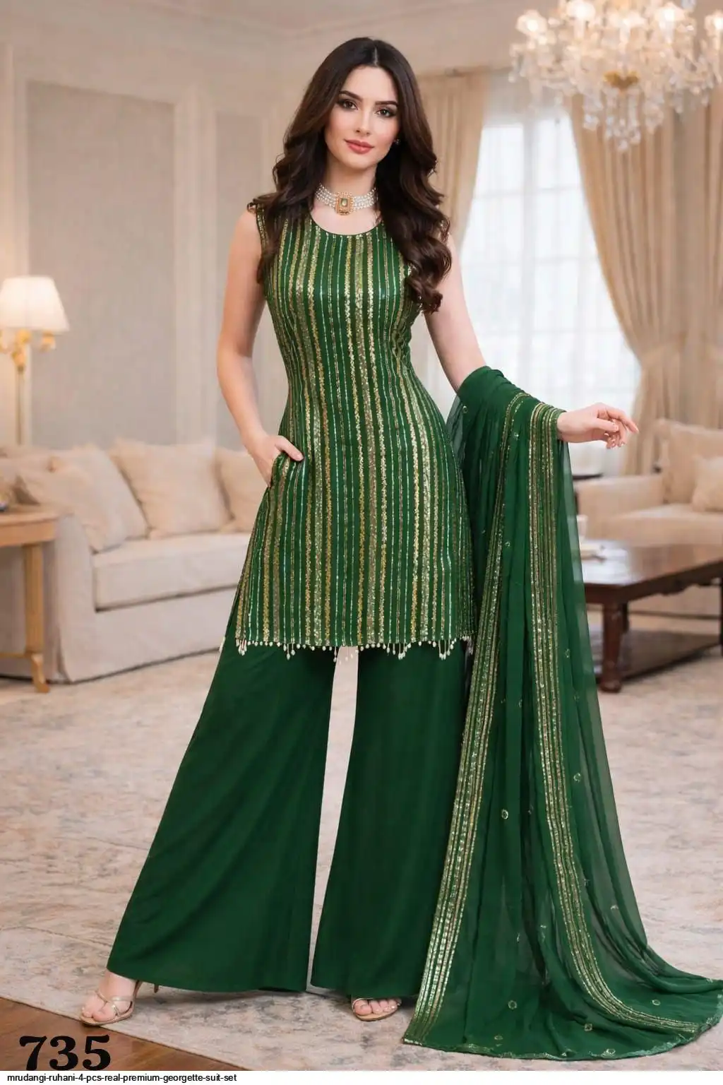 MRUDANGI RUHANI 4 PCS REAL PREMIUM GEORGETTE SUIT SET 735
