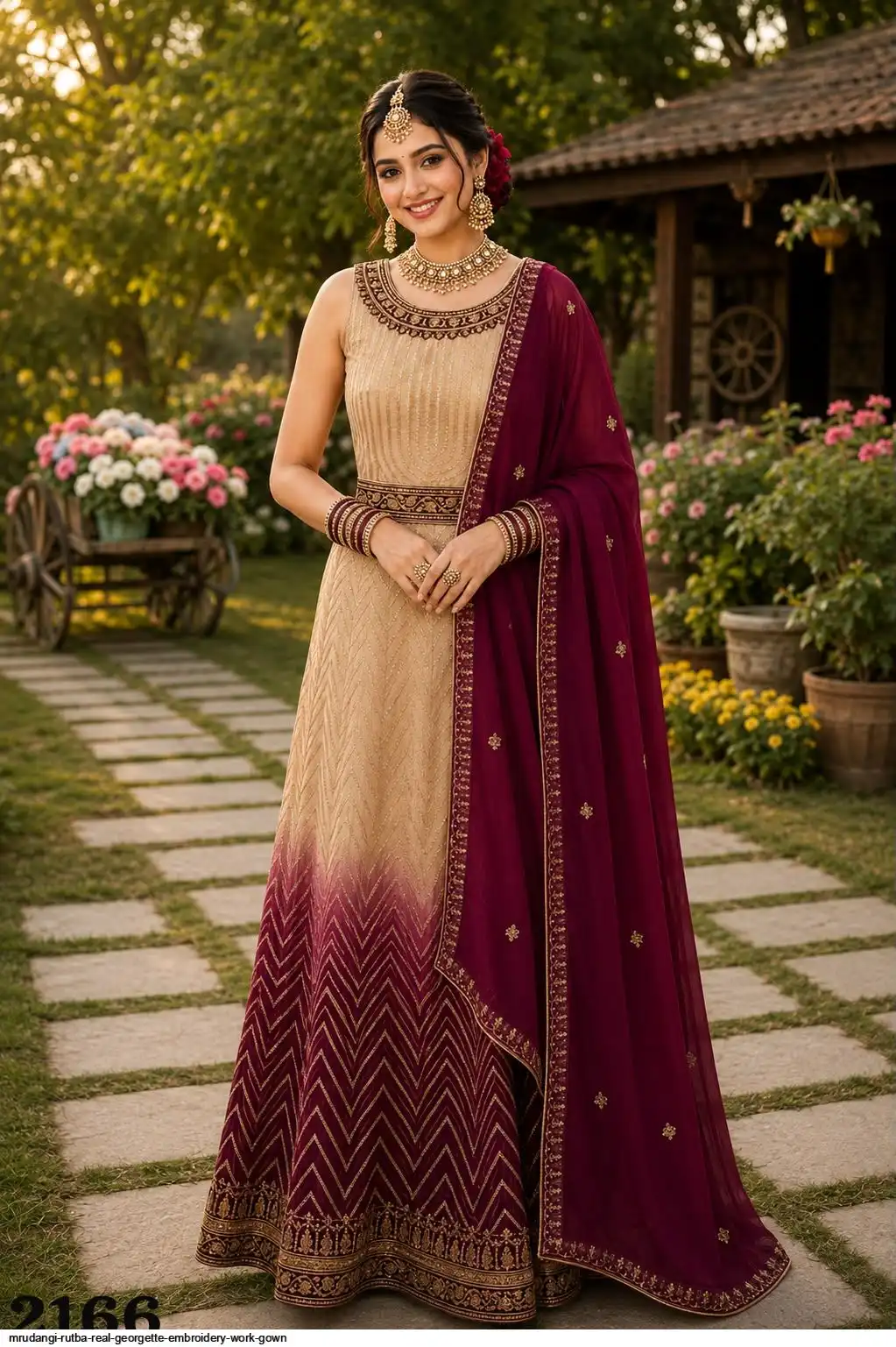 MRUDANGI RUTBA REAL GEORGETTE EMBROIDERY WORK GOWN 2166