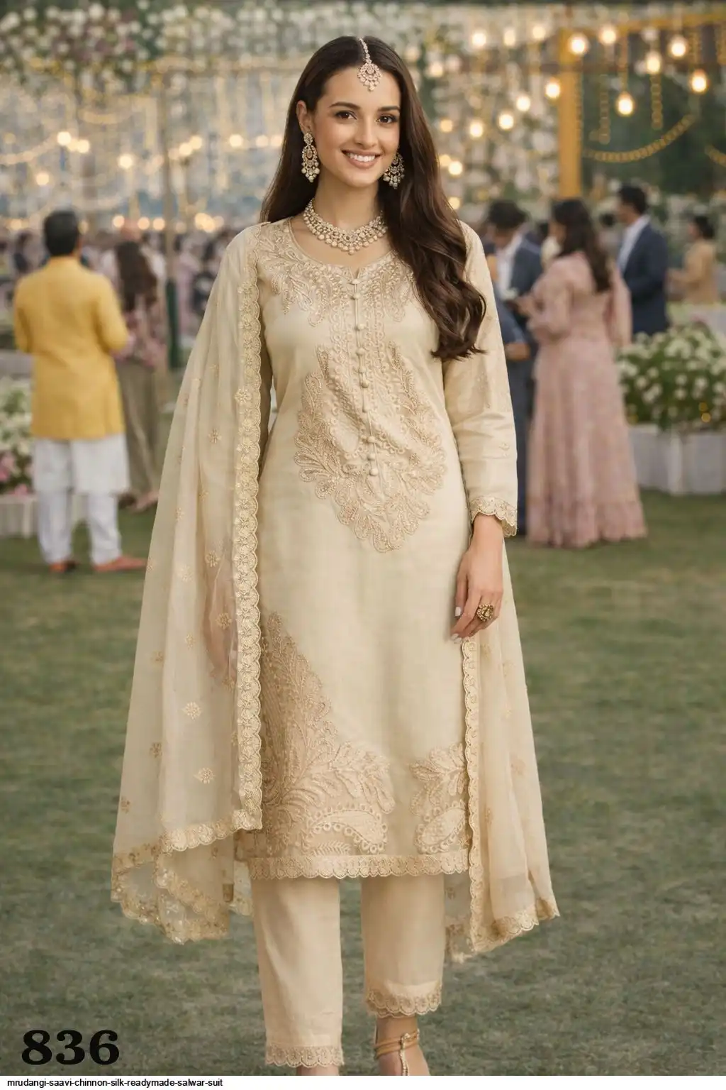 MRUDANGI SAAVI CHINNON SILK READYMADE SALWAR SUIT A