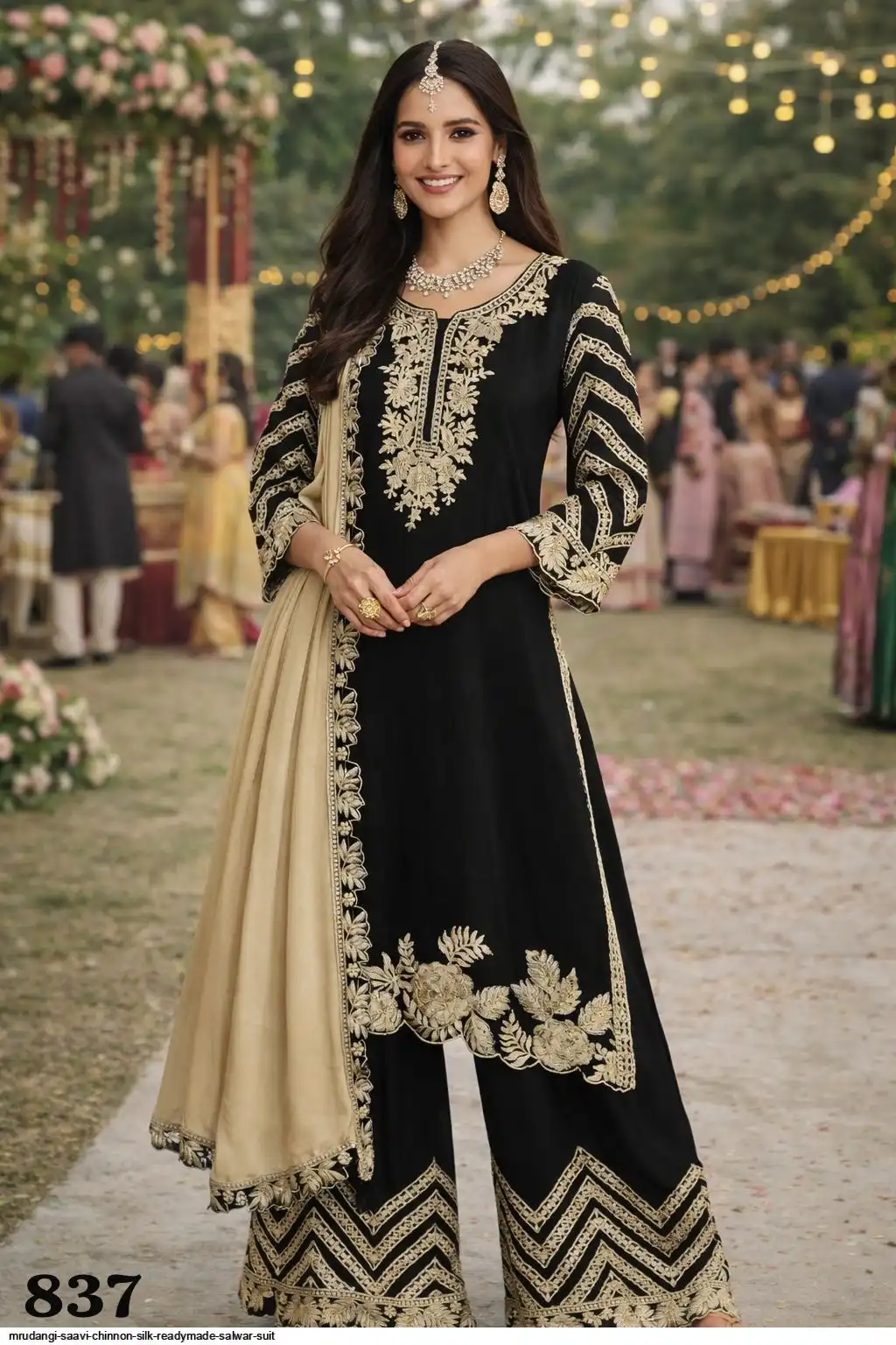 MRUDANGI SAAVI CHINNON SILK READYMADE SALWAR SUIT B