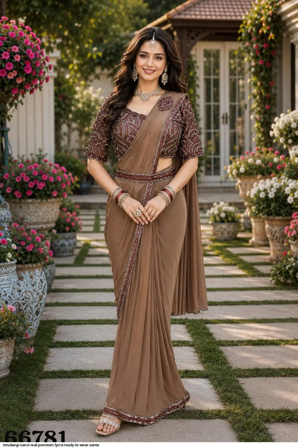 MRUDANGI SANVI REAL PREMIUM LYCRA READY TO WEAR SAREE 66781
