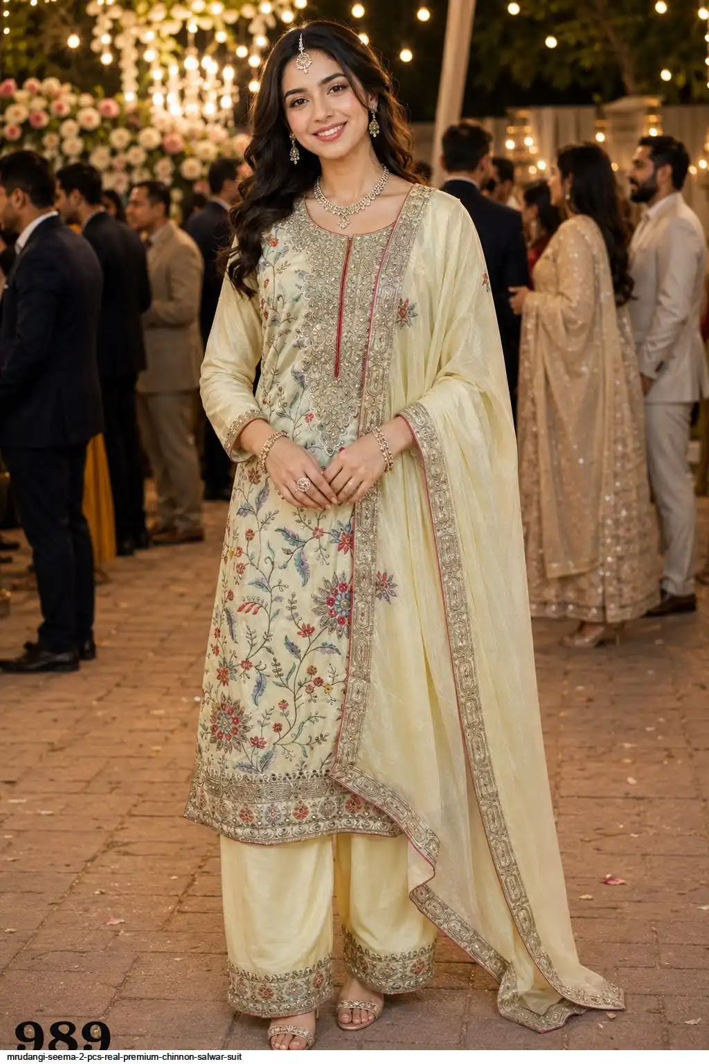 MRUDANGI SEEMA 2 PCS REAL PREMIUM CHINNON SALWAR SUIT 989