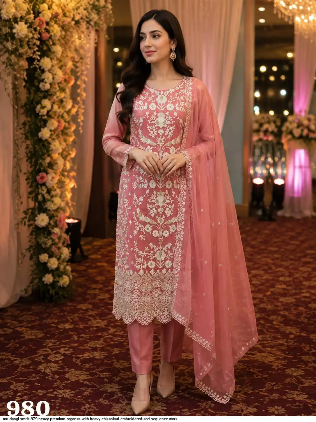 MRUDANGI SMRITI 979 HEAVY PREMIUM ORGANZA WITH HEAVY CHIKANKARI EMBROIDERED AND SEQUENCE WORK 1
