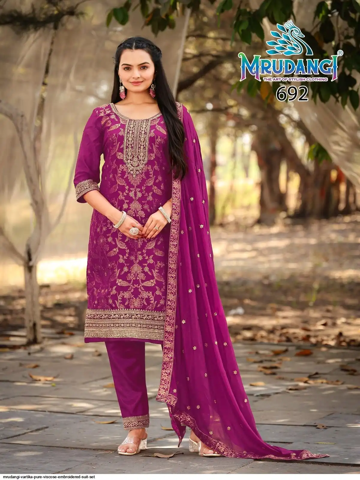 MRUDANGI VARTIKA PURE VISCOSE EMBROIDERED SUIT SET 692